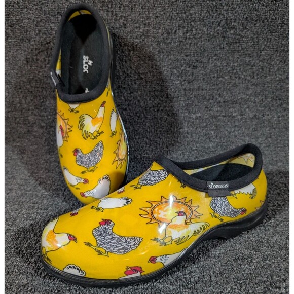 Sloggers Clog Slip On Shoes Womens Size 9 Chickens Yellow Waterproof USA - Picture 1 of 8